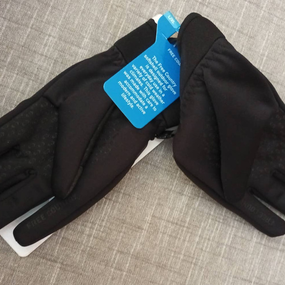 New FREE COUNTRY Mens L Xl Touchscreen Compatible SoftShell Gray Black Gloves - Picture 6 of 8